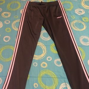 Adidas Steel Gray Pink Stripes Track Pants M NWOT